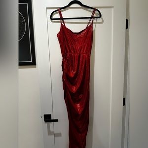 Red shimmer dress